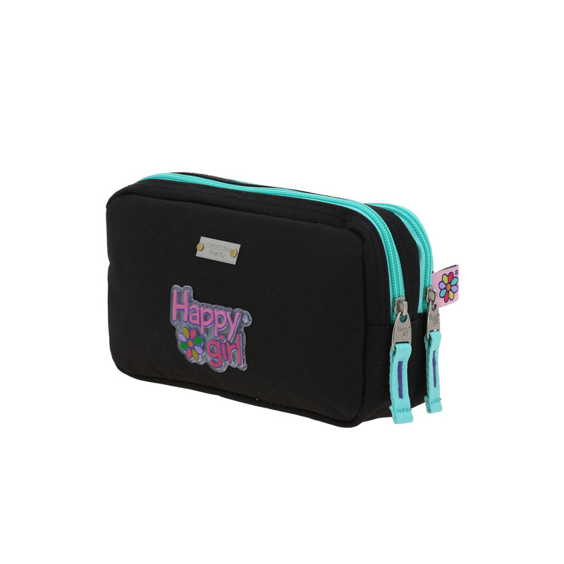 Lapicera Negra Con Flores Happy Girl Cienta