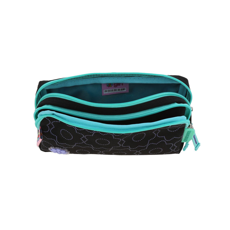 Lapicera Negra Con Flores Happy Girl Cienta