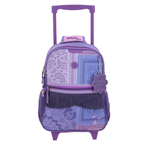 Mochila Morada con Ruedas y Tiras Colgantes Happy Girl Cowli