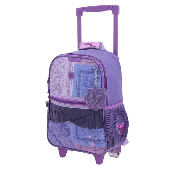 Mochila Morada con Ruedas y Tiras Colgantes Happy Girl Cowli