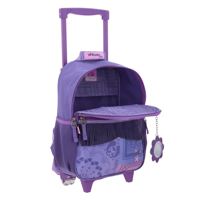 Mochila Morada con Ruedas y Tiras Colgantes Happy Girl Cowli