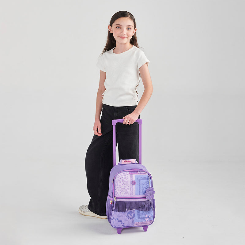 Mochila Morada con Ruedas y Tiras Colgantes Happy Girl Cowli