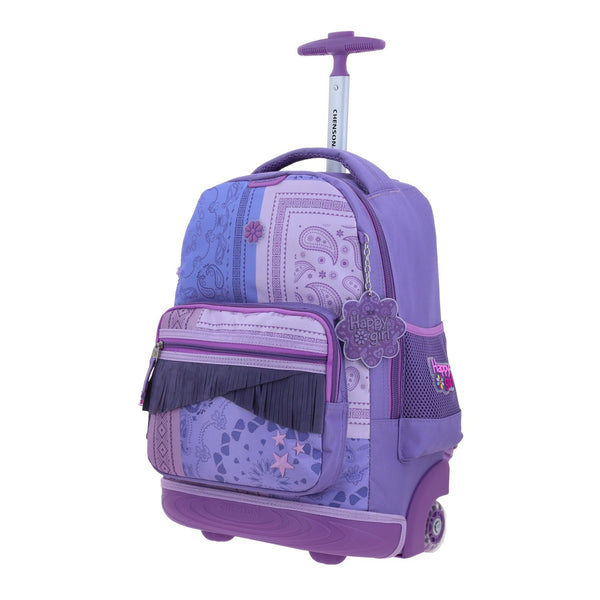 Mochila Morada con Ruedas y Tiras Colgantes Happy Girl Cowli