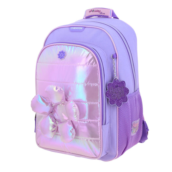 Mochila Lila con Flor 3D Brillante Happy Girl Flof