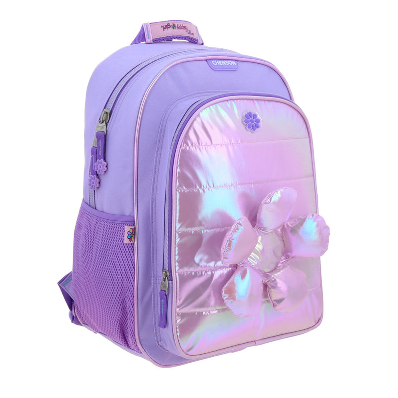 Mochila Lila con Flor 3D Brillante Happy Girl Flof