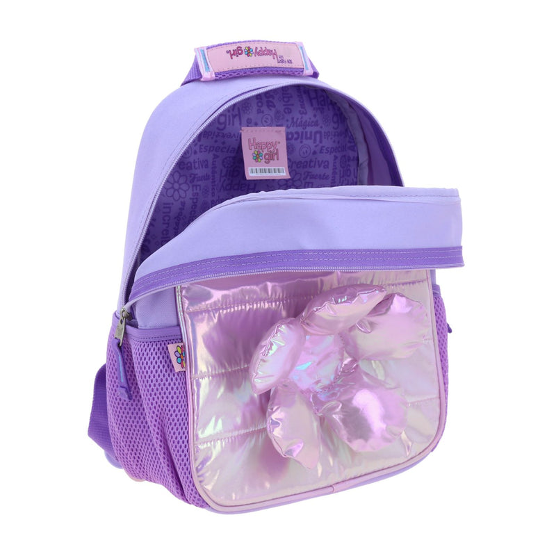Mochila Lila Brillante Diseño con Flor Happy Girl Flof