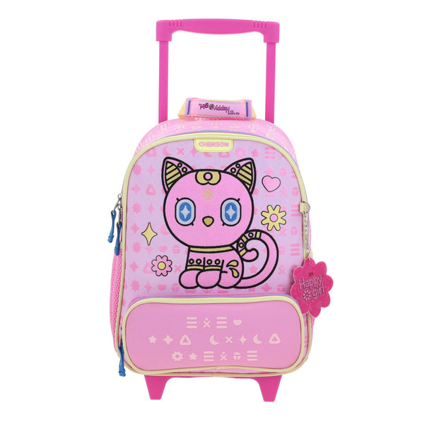 Mochila Rosa con Ruedas Con Bordado Happy Girl Gipsy