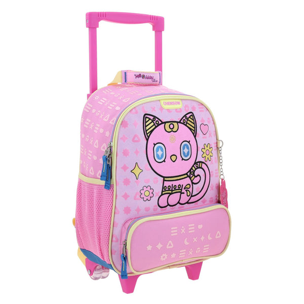 Mochila Rosa con Ruedas Con Bordado Happy Girl Gipsy