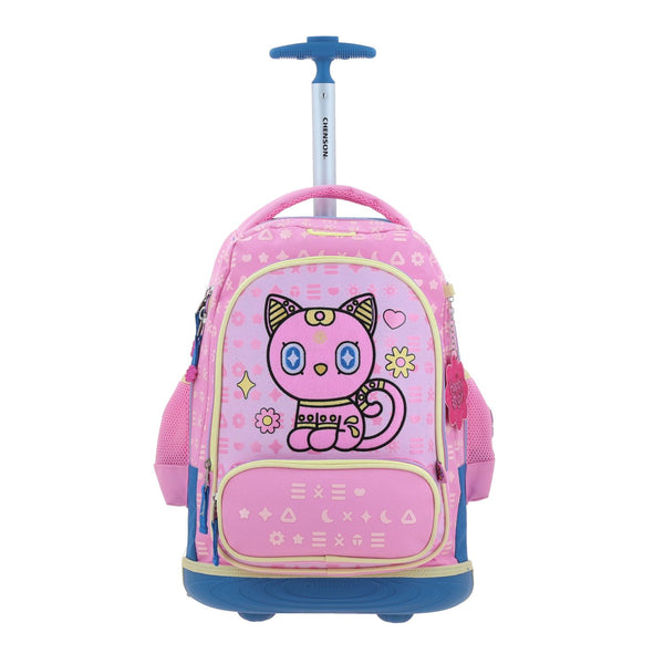 Mochila Rosa con Ruedas Con Bordado Happy Girl Gipsy