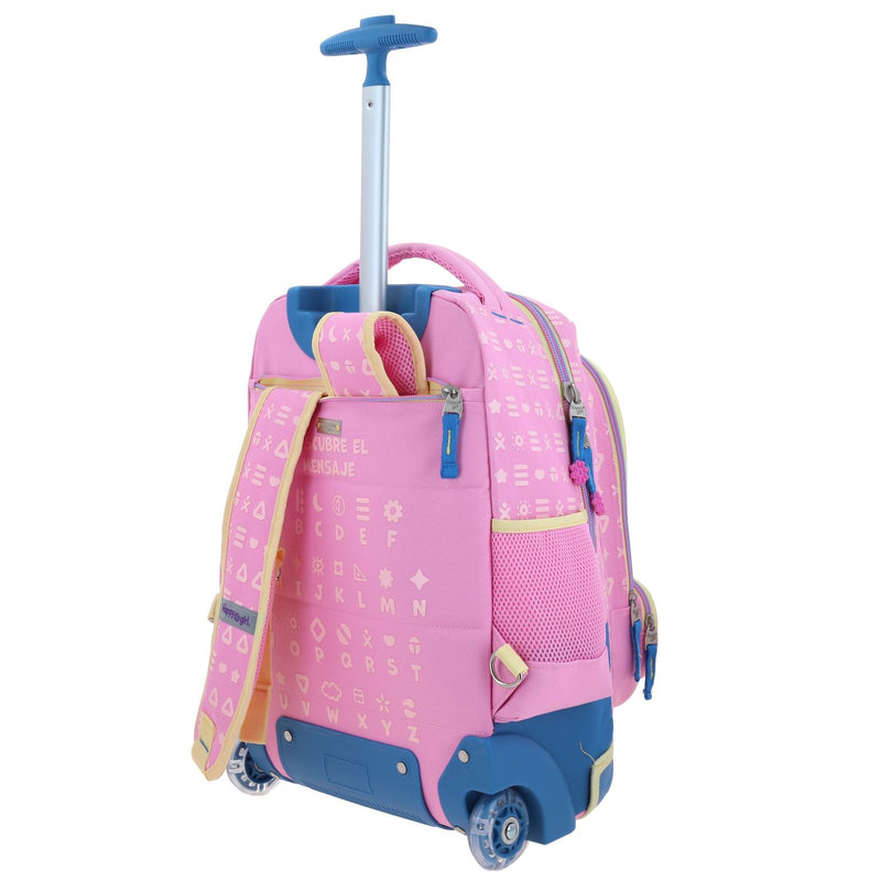Mochila Rosa con Ruedas Con Bordado Happy Girl Gipsy