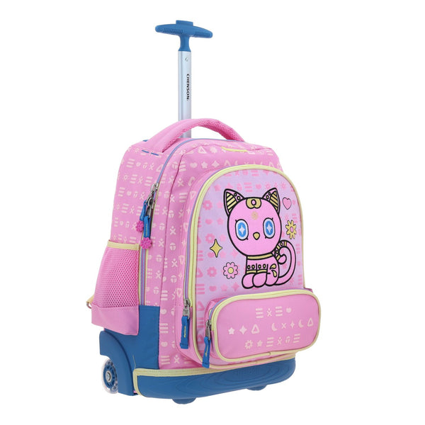 Mochila Rosa con Ruedas Con Bordado Happy Girl Gipsy