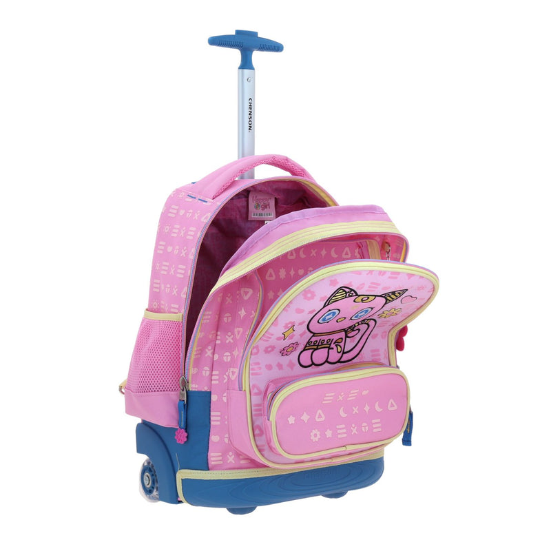 Mochila Rosa con Ruedas Con Bordado Happy Girl Gipsy