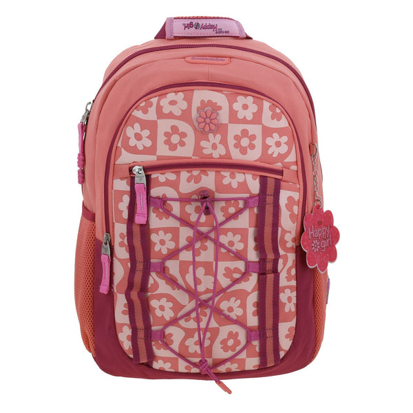 Mochila Fucsia Con Diseño Con Flores Happy Girl Gruvs