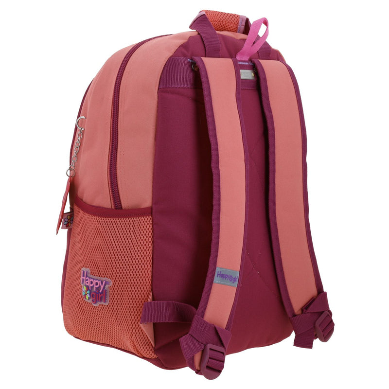Mochila Fucsia Con Diseño Con Flores Happy Girl Gruvs