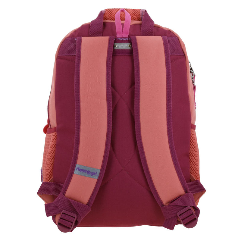 Mochila Fucsia Con Diseño Con Flores Happy Girl Gruvs