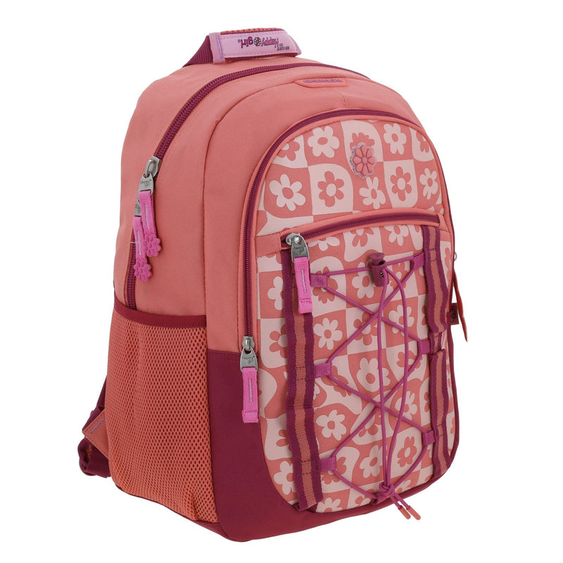 Mochila Fucsia Con Diseño Con Flores Happy Girl Gruvs