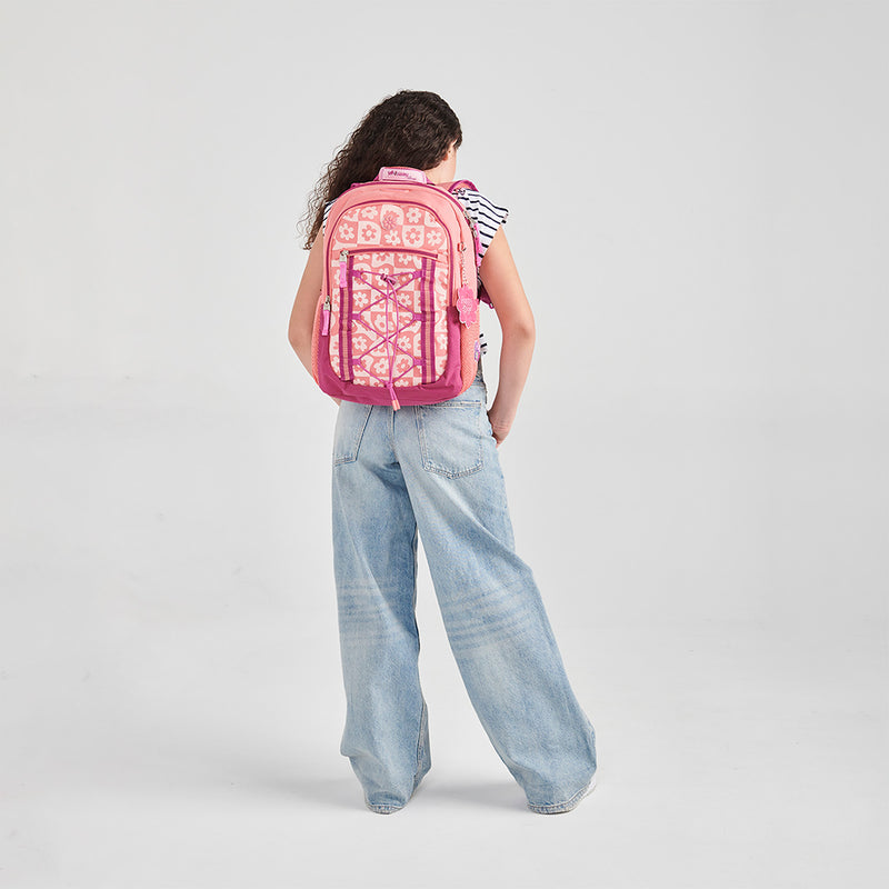 Mochila Fucsia Con Diseño Con Flores Happy Girl Gruvs