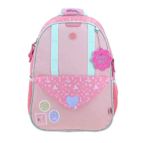 Mochila Rosa Con Parches y Corazón Happy Girl Uli