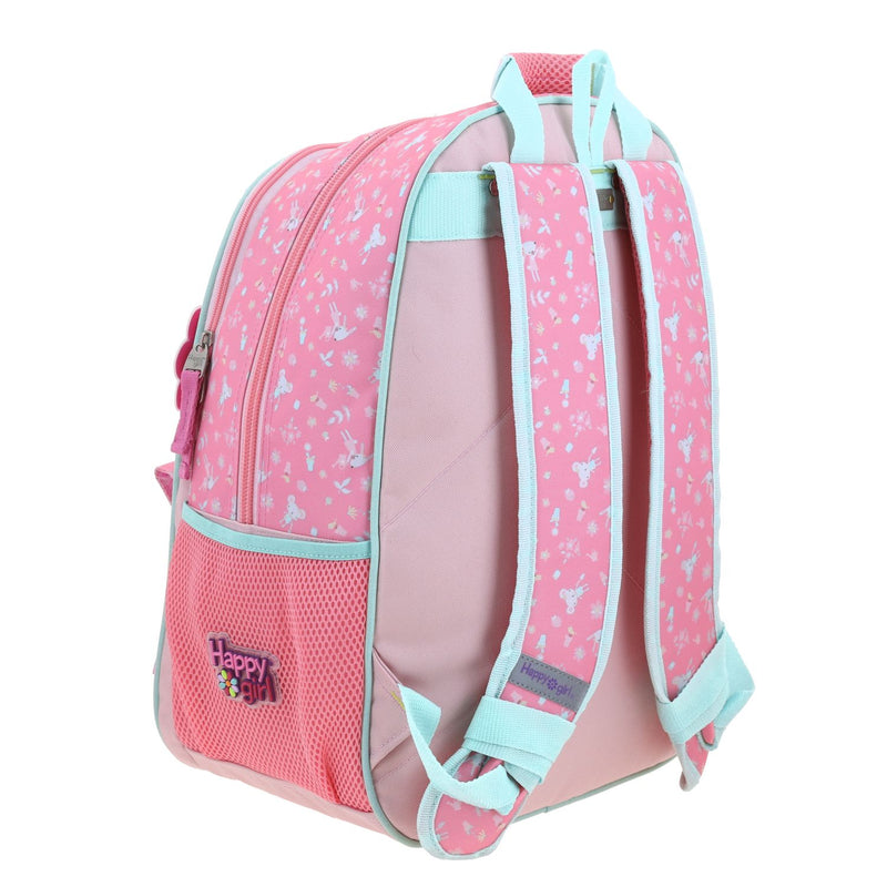Mochila Rosa Con Parches y Corazón Happy Girl Uli