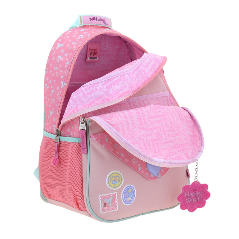 Mochila Rosa Con Parches y Corazón Happy Girl Uli