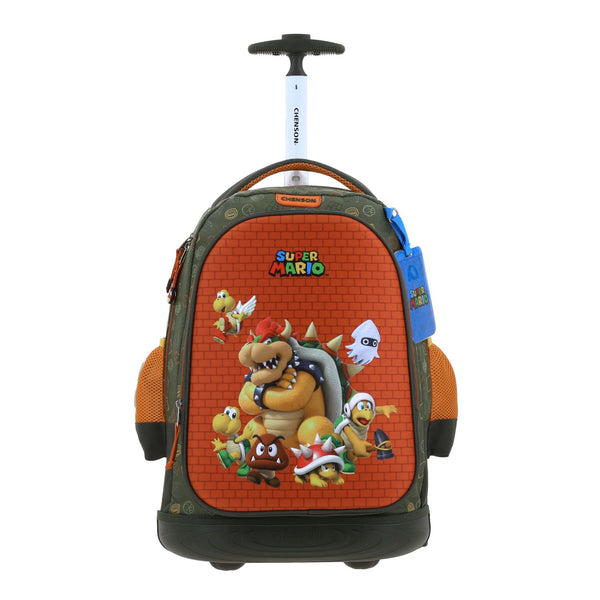 Mochila Con Ruedas Verde Militar Para Niño Mario Bros by Chenson Thorin