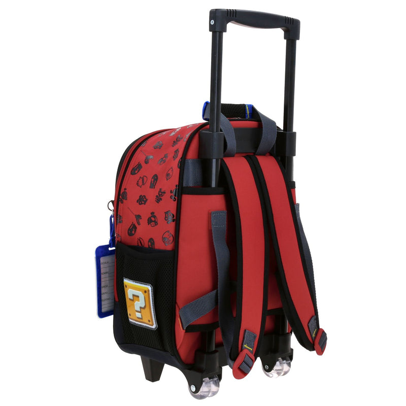 Mochila Negra con Ruedas Diseño Bowser en 3D Mario Bros Chenson Bowie