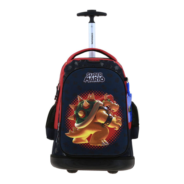 Mochila Con Ruedas Negra Bowser en 3D Mario Bros Chenson Bowie