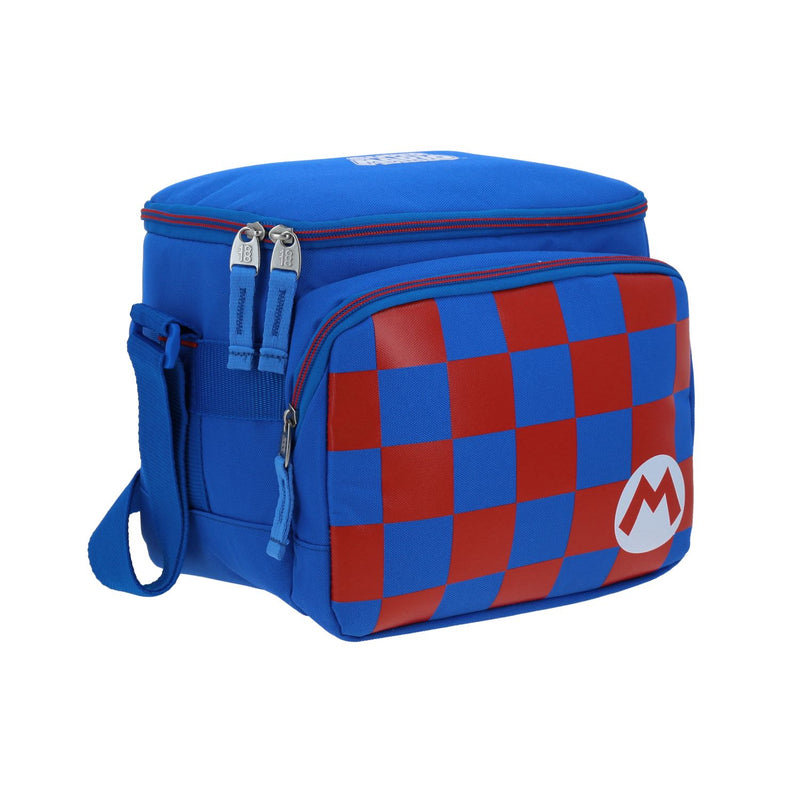 Lonchera a Cuadros Azul Mario Bros 1818 Flacster