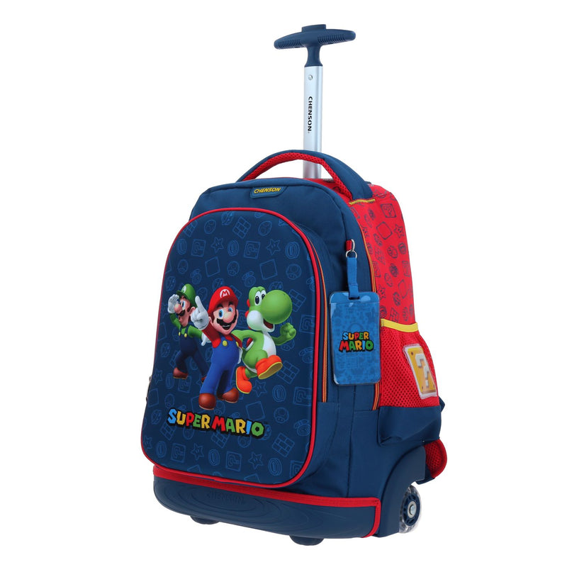 Mochila con Ruedas Azul Mario Bros Chenson Gronshi