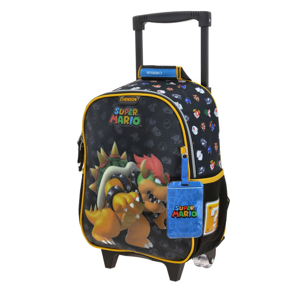 Mochila Negra con Ruedas Mario Bros Chenson Woat
