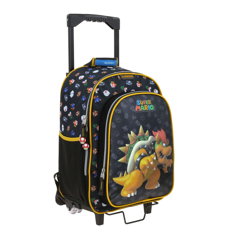 Mochila Negra con Ruedas Mario Bros Chenson Woat