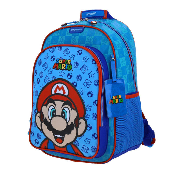 Mochila Grande Azul Mario Bros Para Niño Chenson Flep