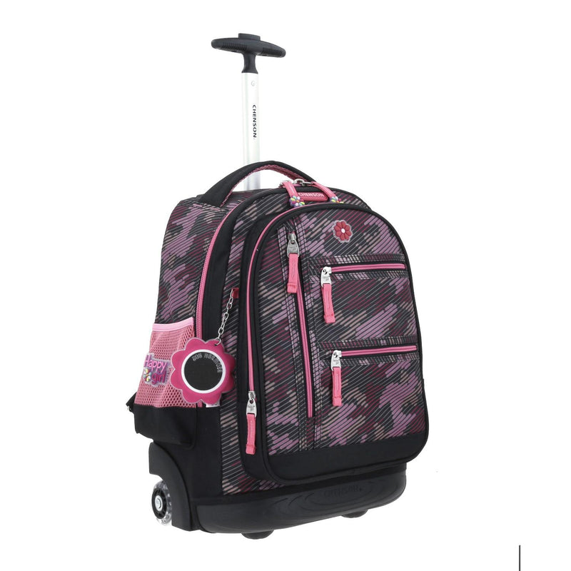 Mochila Con Ruedas Negra Para Niña Happy Girl By Chenson Besy