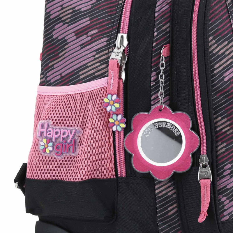 Mochila Con Ruedas Negra Para Niña Happy Girl By Chenson Besy