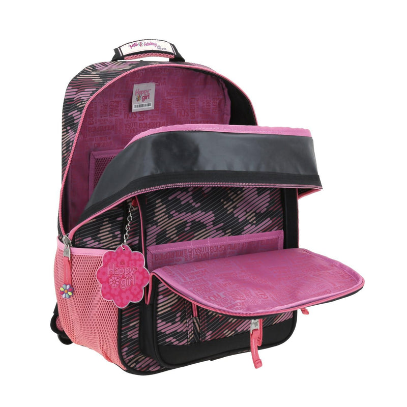 Mochila Con Porta Tablet Negra Para Niña Happy Girl By Chenson Besy