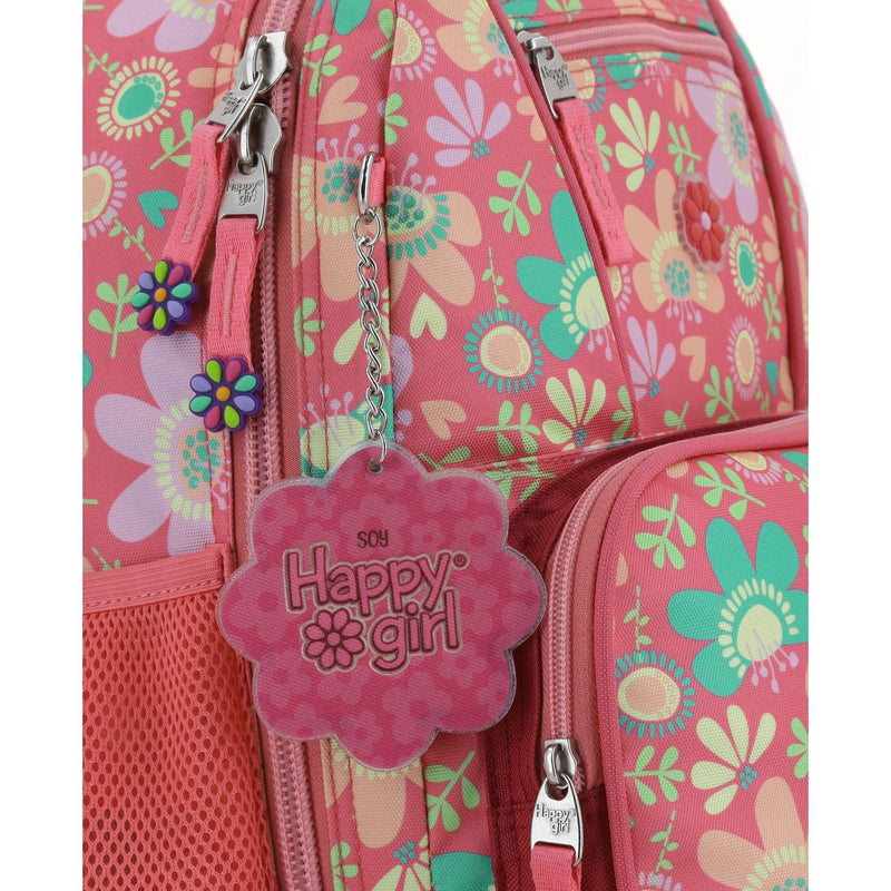 Mochila Con Ruedas Rosa Grande Para Niña Happy Girl By Chenson Floris