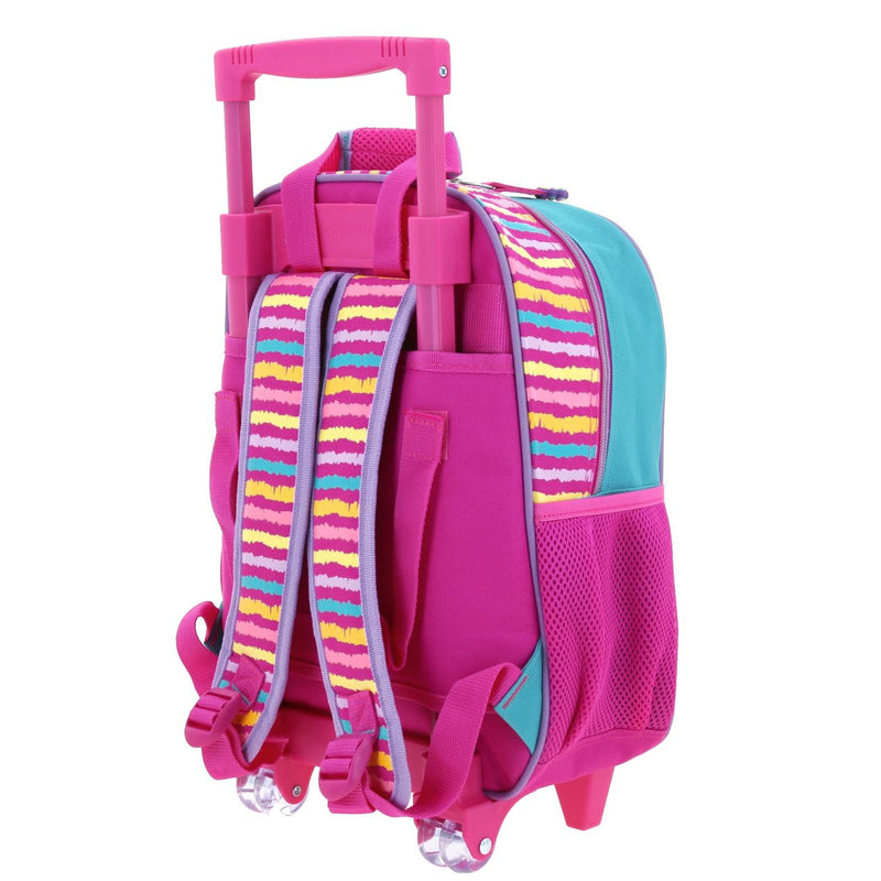 Mochila con Ruedas Rosa Con Azul Líneas Happy Girl Kinder