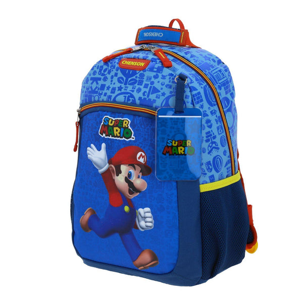 Mochila Mediana Azul Mario Bros Para Niño Chenson Scotty