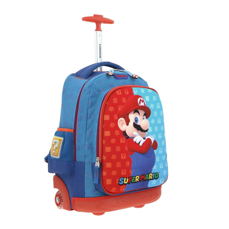 Mochila Con Ruedas Azul Mario Bros Para Niño Chenson Dulp