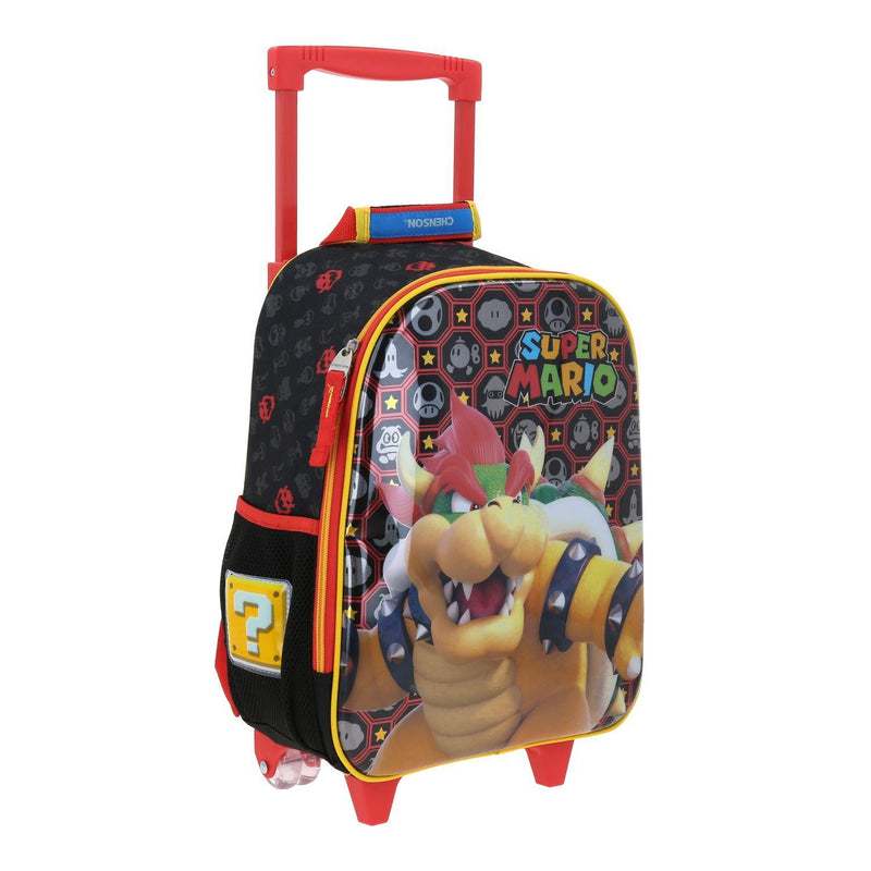 Mochila Con Ruedas Negra Marios Bros Para Niño Chenson Rewo