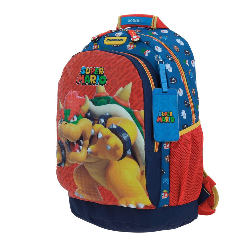 Mochila Azul Mario Bros Grande Para Niño Chenson Wers