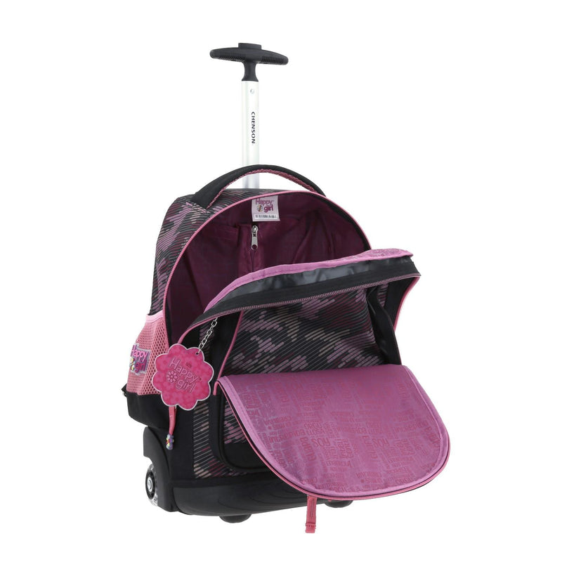 Mochila Con Ruedas Negra Para Niña Happy Girl By Chenson Besy