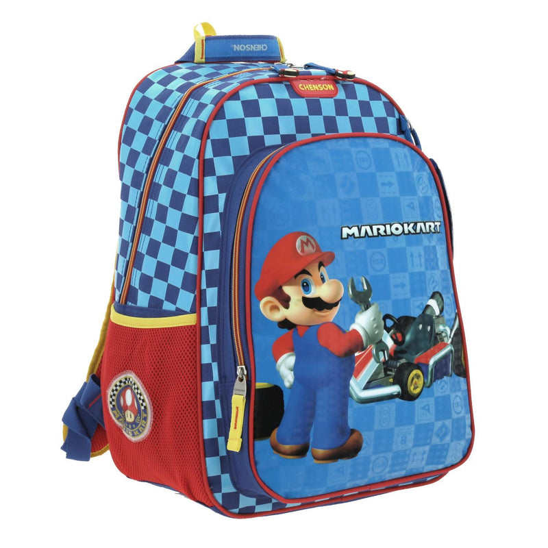 Mochila Azul Grande Mario Bros Para Niño Chenson Mech