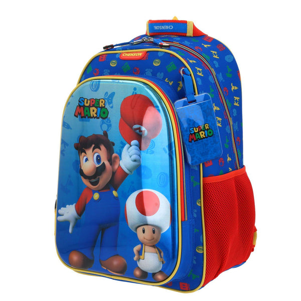 Mochila Grande Mario Bros Azul Para Niño Chenson Aury