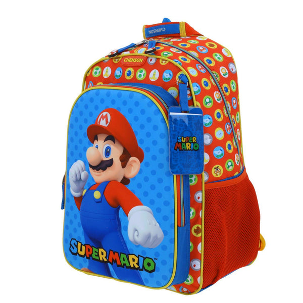 Mochila Azul Mario Bros Grande Para Niño Chenson Amenta