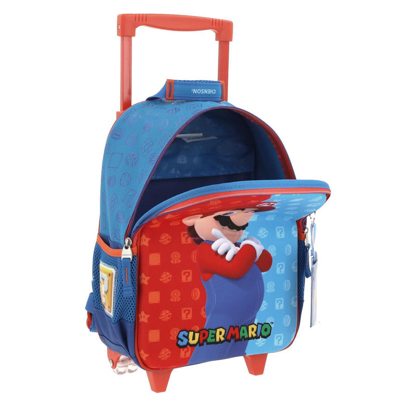 Mochila Con Ruedas Azul Mario Bros Para Niño Chenson Dulp