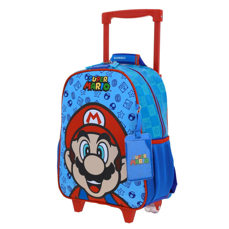 Mochila Con Ruedas Azul Mario Bros Chica Para Niño Chenson Flep