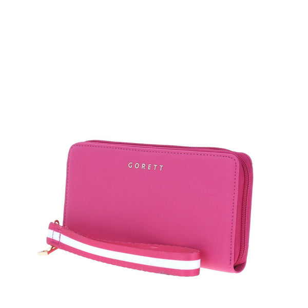 Cartera Rosa Con Mini Asa Línea Blanca
