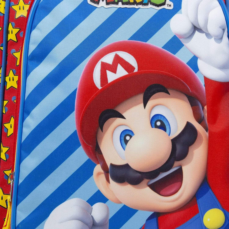 Mochila Grande Super Mario Azul Lineas