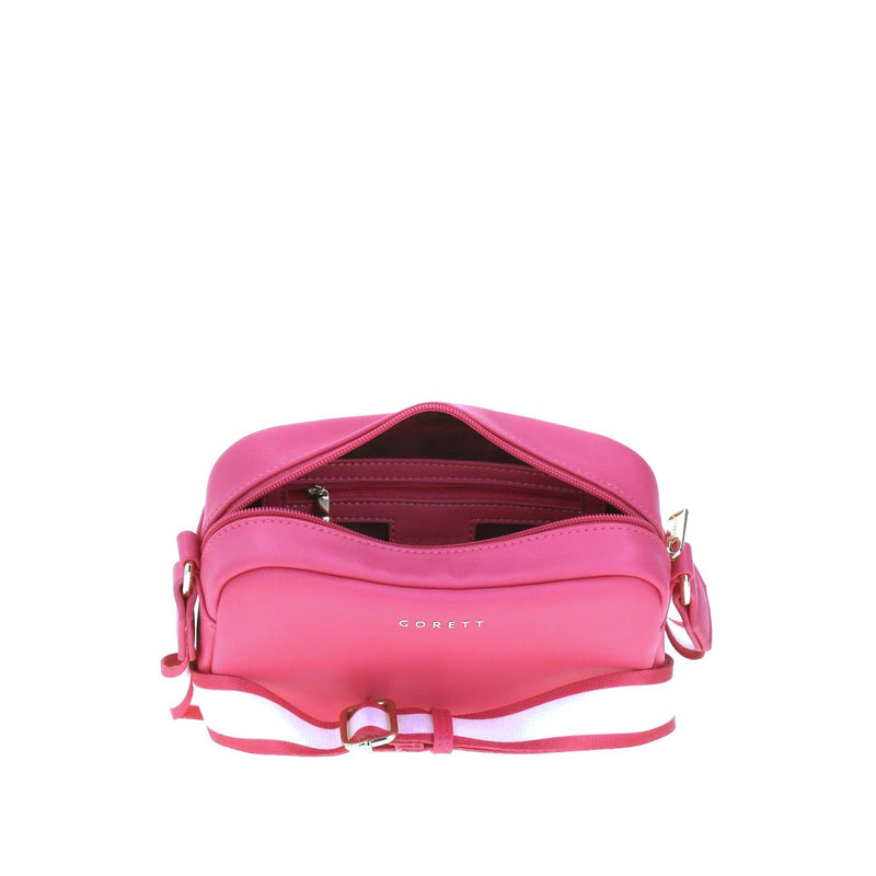 Crossbody Rosa Con Asa Línea Blanca